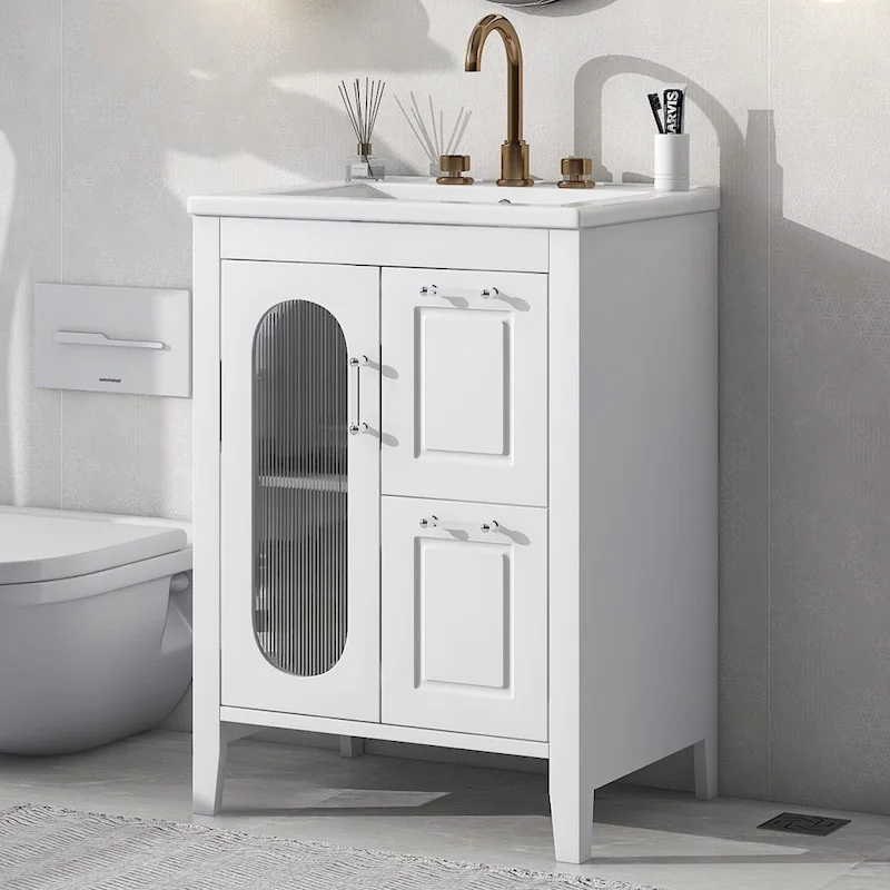 Bathroom Vanity Cabinet with Two Drawers and Door