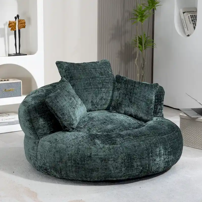 HOMEFUN Chenille Upholstered Durable Comfort Lounger High Back Bean Bag Chair