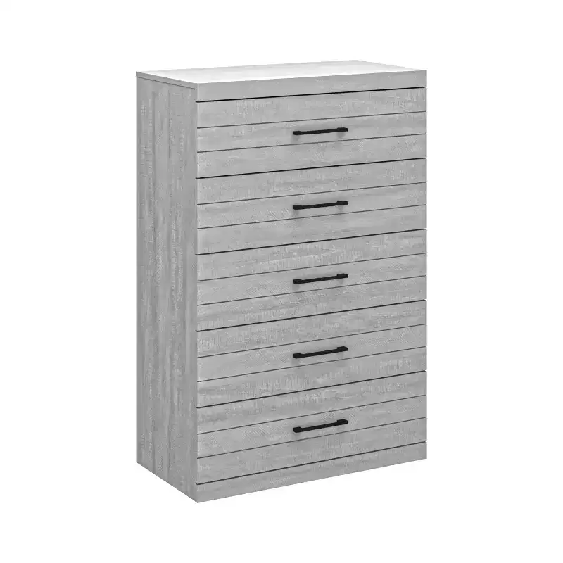 Galano Hamsper 5 Drawer Chest (Interlock) - Dusty Grey Oak