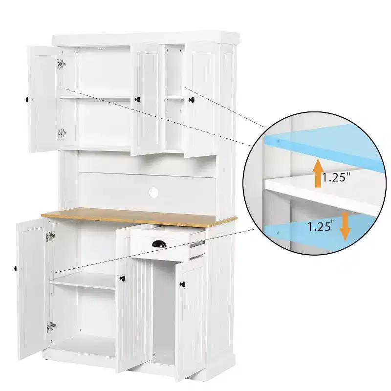 AndMakers Wood 39.76 in. Pantry Cabinet with Adjustable Shelves