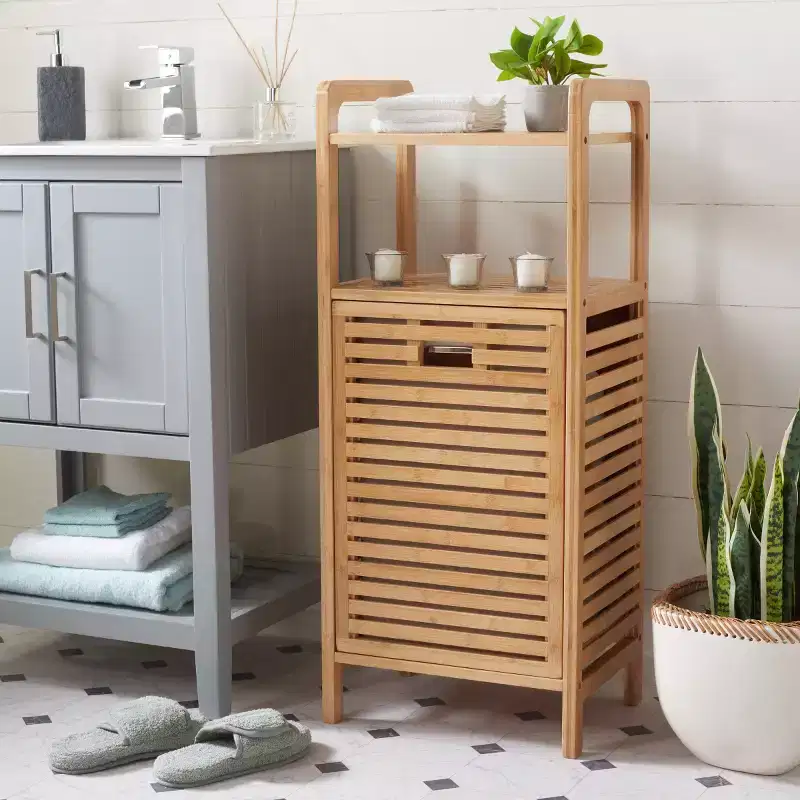 Hallow Laundry Basket with Shelf - STG1903 - Natural/Beige - Safavieh