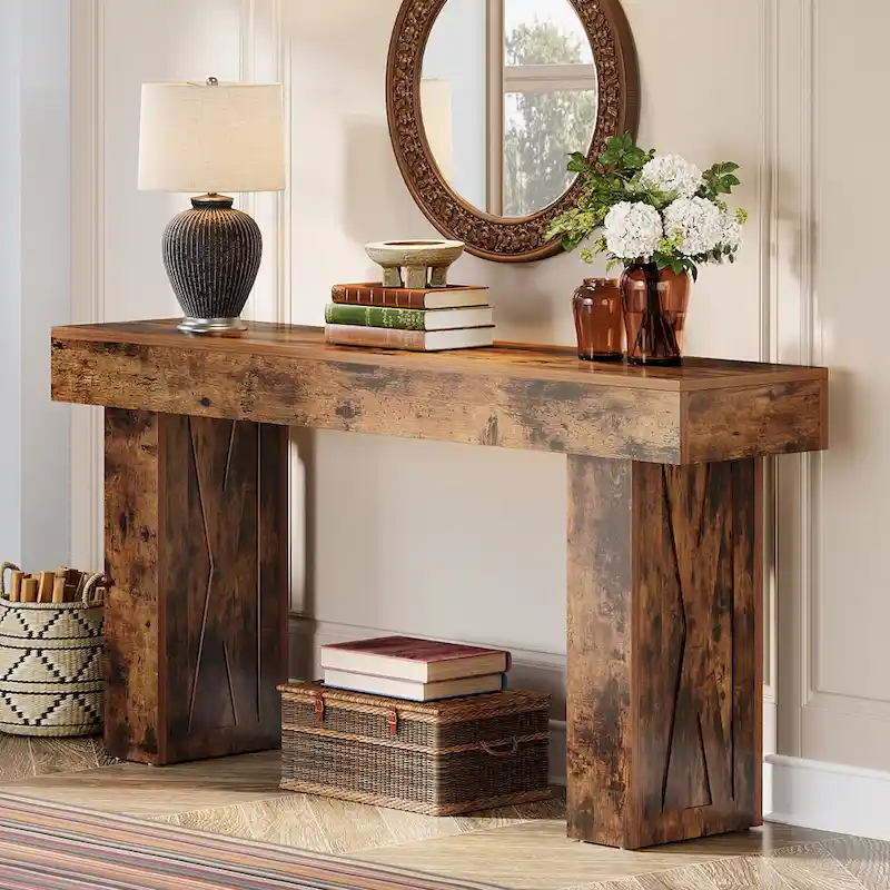 63 Inch Long Console Table Farmhouse Sofa Table