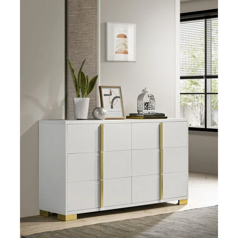 6 Drawers Wooden Dresser with Metal Hardware