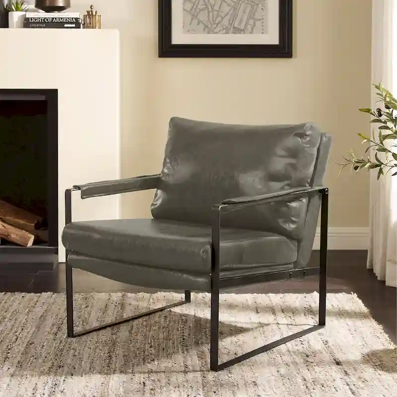 Art Leon Modern Faux Leather Accent Chairs Set of 2