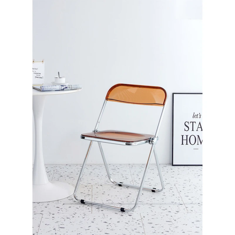 YELLOW Clear Transparent Folding Chair Chair Pc Plastic Living Room Seat