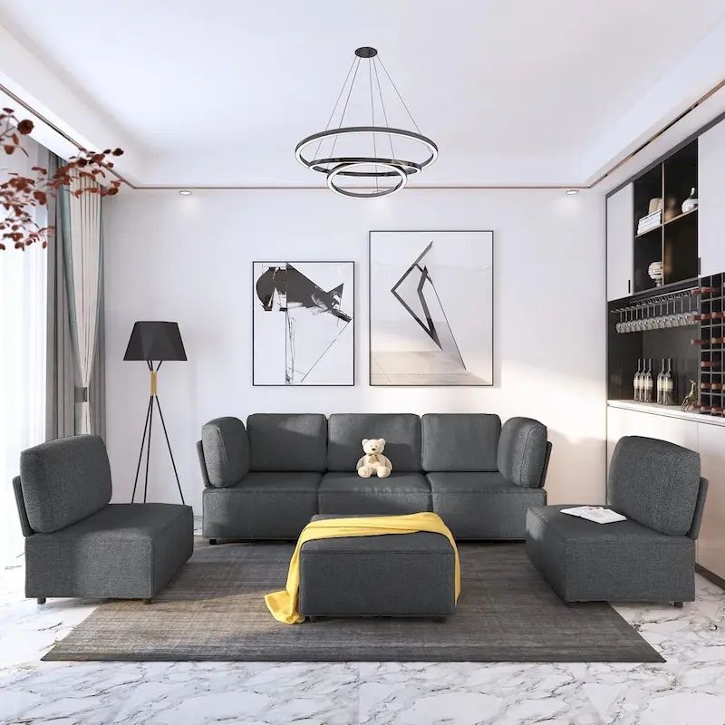 Mixoy Convertible Modular Sleeper Couch with Ottoman