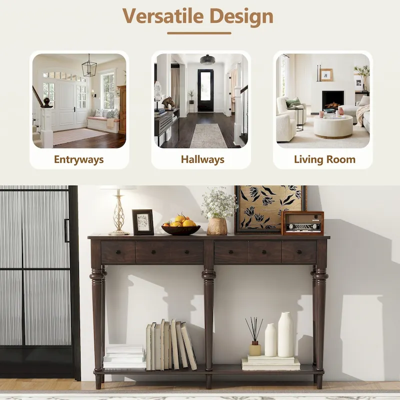 Entryway Table with 4 Drawers(Espresso)