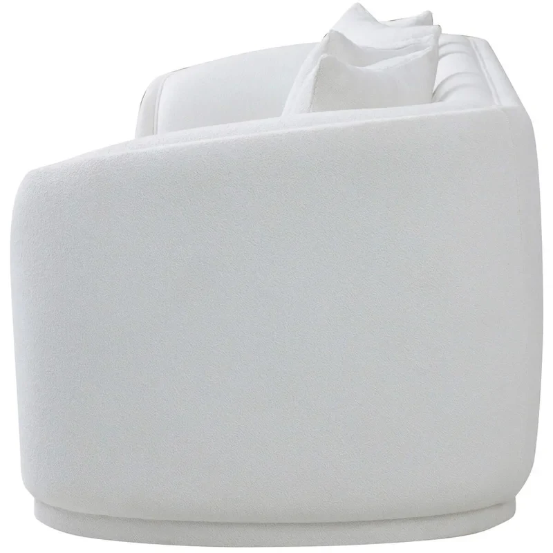 Mid-Century Modern Tight Back Boucle Sofa – White, Seats 2–3