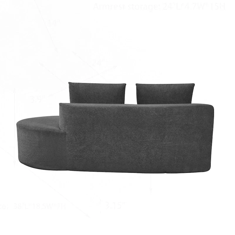 Modern Curved Sectional Sofa with Pearl Upholstery, High-Density Foam, 5-Seater for Living Room