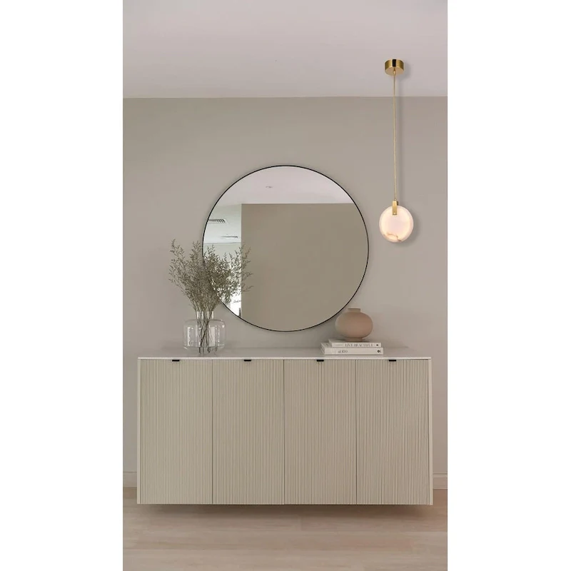 Gold LED Single Pendant Lighting with Marble Plaque