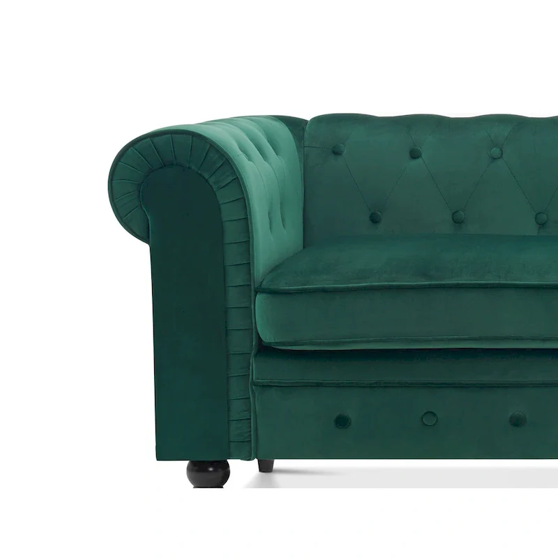 Modern Quilted Club Sofa with Oak Legs