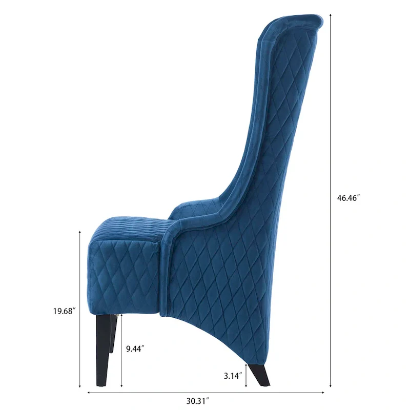 Upholstered Velvet Accent Chair with High Wingback and Wooden Legs