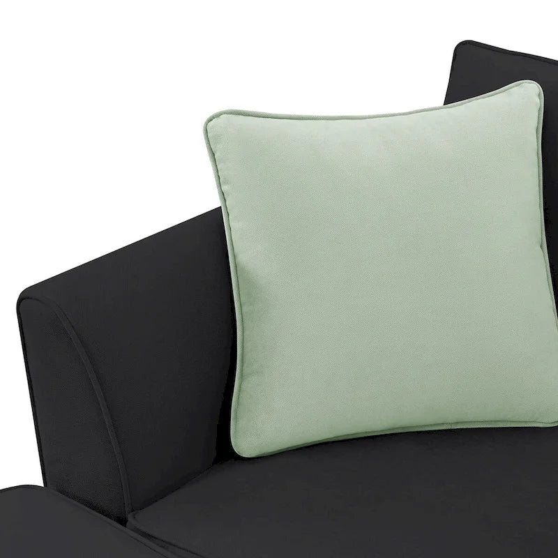 112-inch L-shaped 7-seat Modular Sectional Sofa with Ottoman and Three Pillows - 112W x 87D x 33H