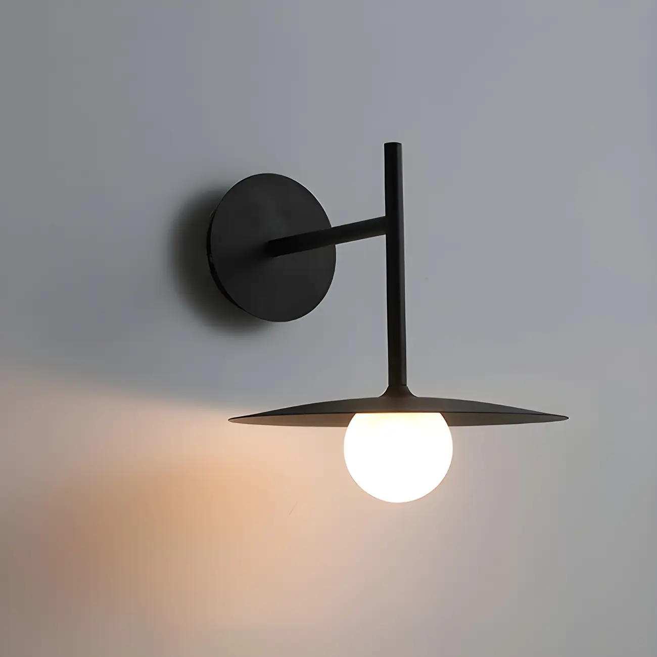 Industrial Frosted Glass Metal Globe Black Wall Sconce
