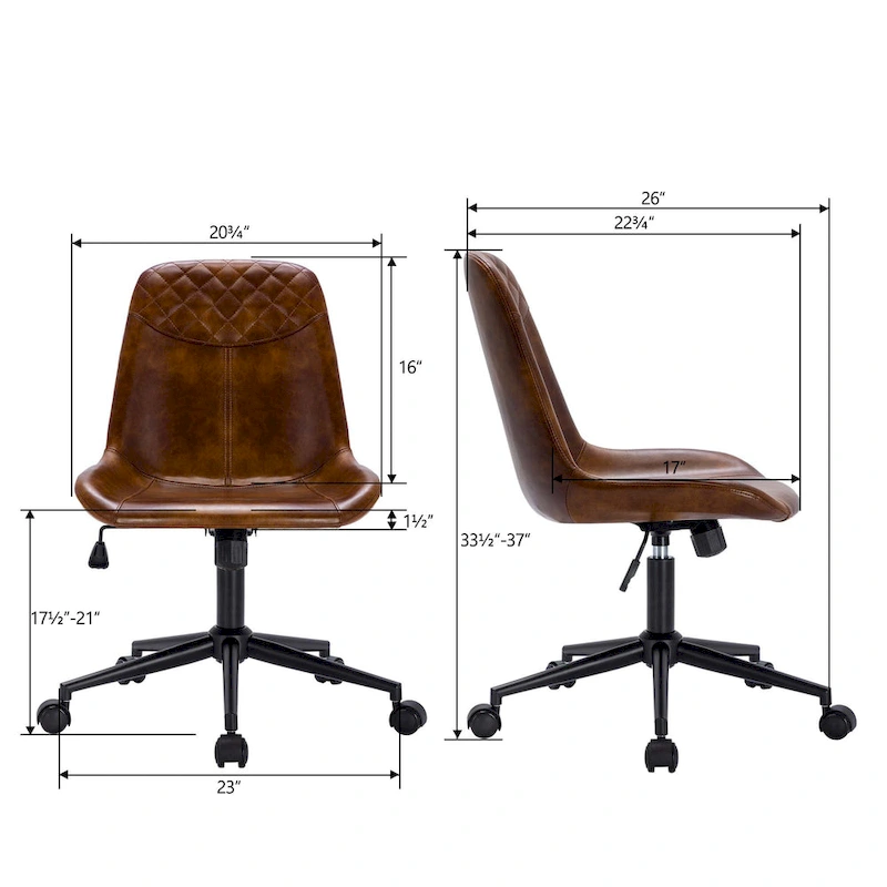 Curved Faux Leather Task Chair Air Lift Office Chair