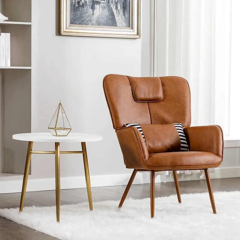 Hausfame Faux Leather Wingback Accent Chairs Living Room Chairs