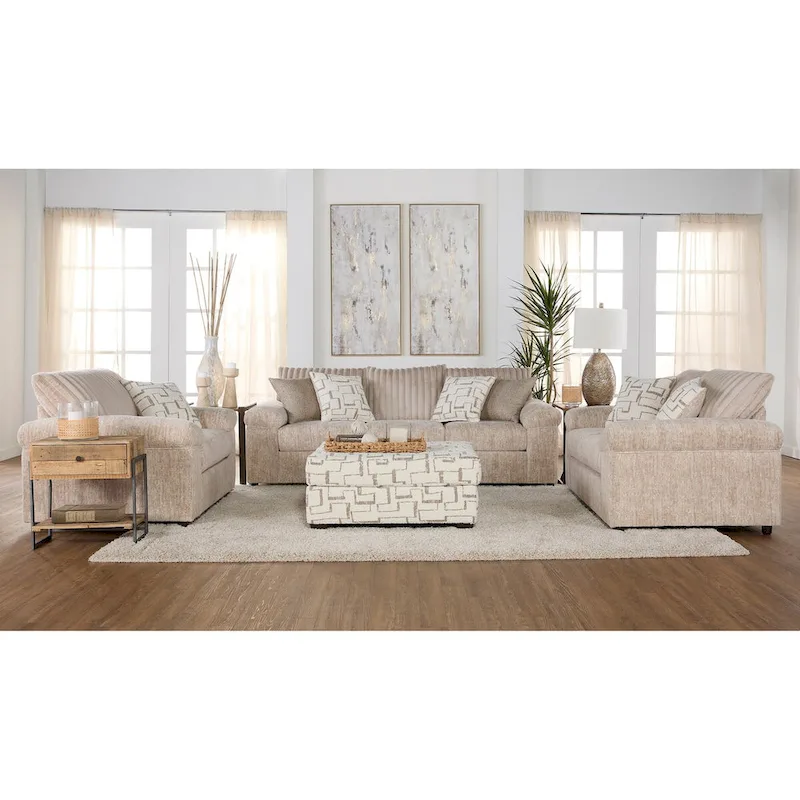 Roundhill Furniture Nason Wide Wale Corduroy Living Room 4-Piece Sofa Set