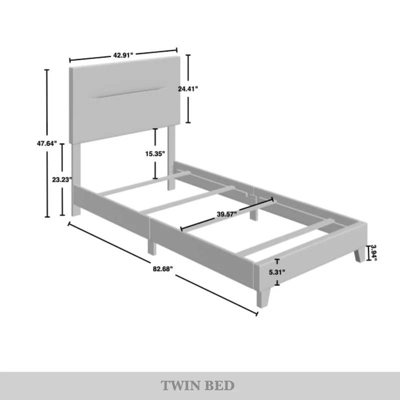 Linen Upholstered Bed, Foam-Padded Headboard, Rubberwood/MDF, Seats 2, Grey/Blue/Beige/Light Blue, Twin/Full/Queen/King