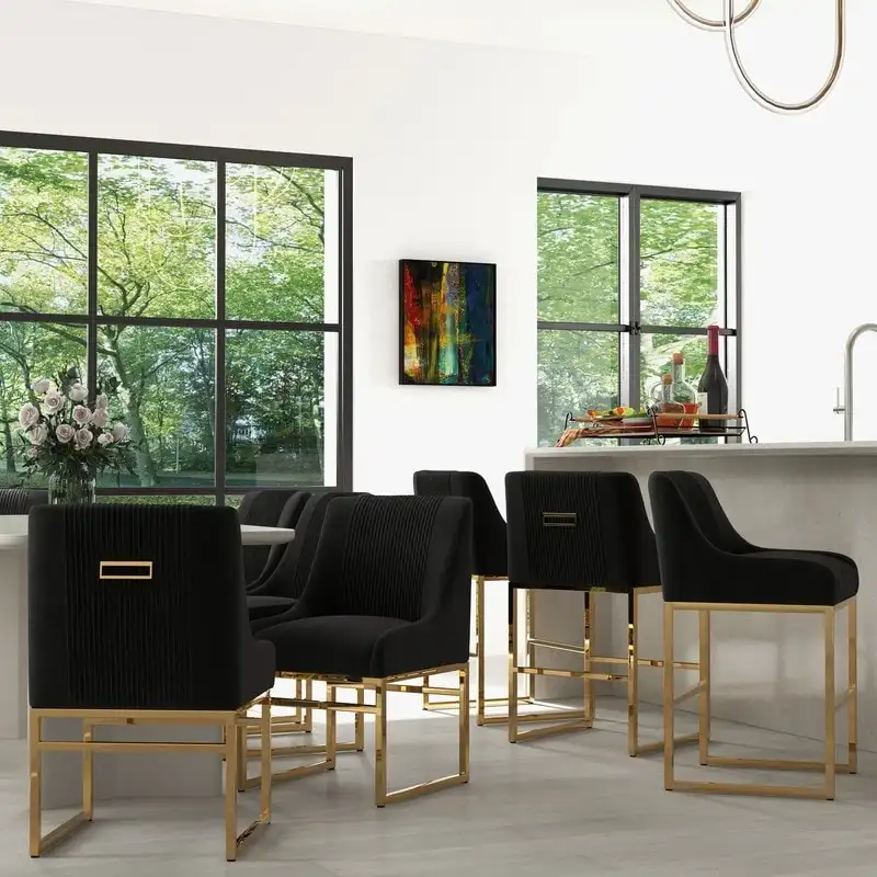 SEYNAR Contempoary Velvet Dining Chair with Metal Frame Legs, set of 6