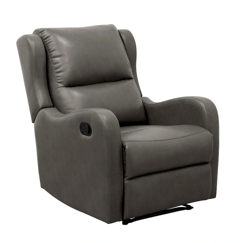 Manual Recliner Chair – Gray, Faux Leather, Single Seat