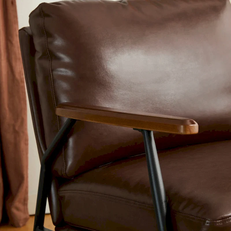 Glitzhome 28 W Mid-century Modern Soft PU Leather Accent Armchair - 28  W x 31  D x 30.75  H