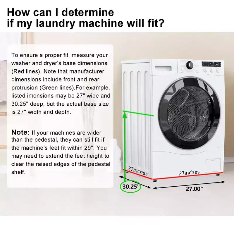 Black / White Heavy-Duty Metal Washer & Dryer Pedestal Stand – Single Unit, Anti-Vibration