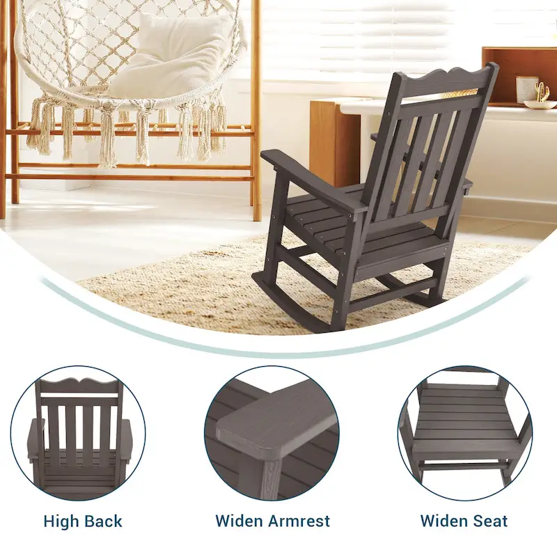 BONOSUKI Patio Adirondack Rocking Chair,Fire Pit Chair Weather Resistant