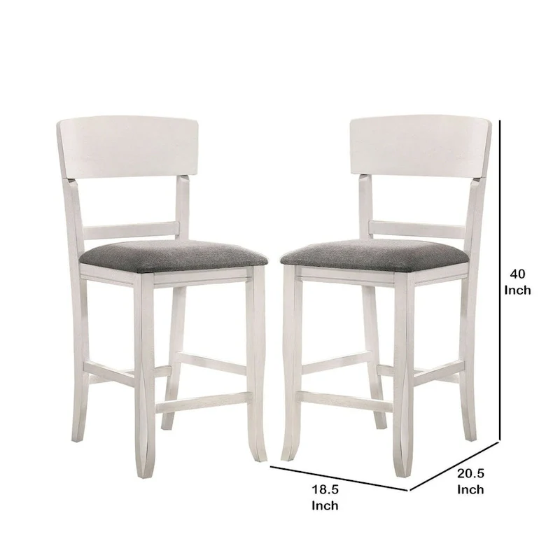 Wooden Counter Height Chair with Curved Back, Set of 2 - 18.5 L x 20.5 W x 40 H