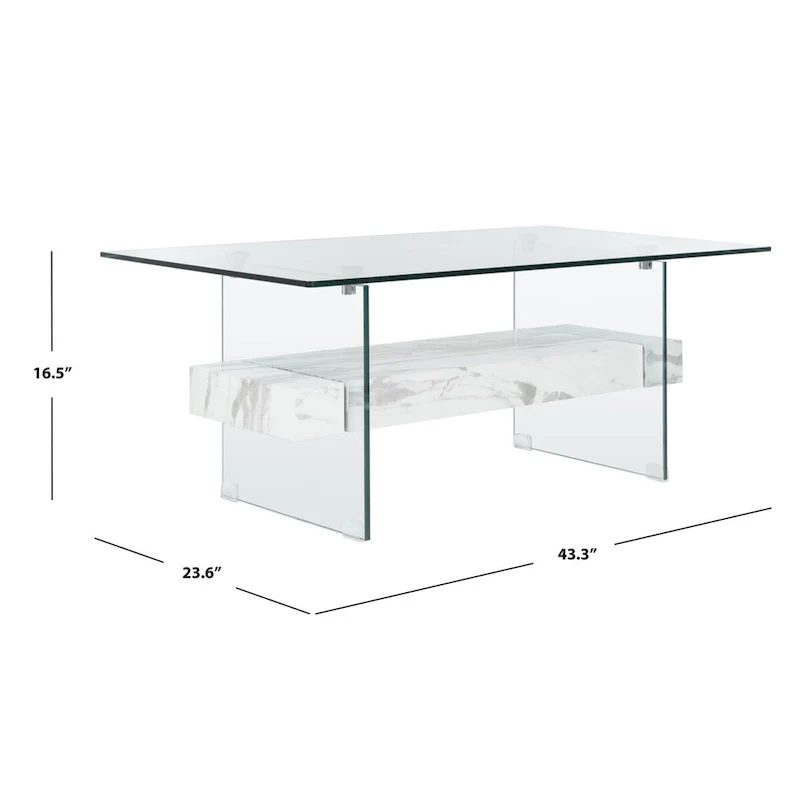 SAFAVIEH Gennie Modern Glass Coffee Table - 43.3  x 23.6  x 16.5  - 43Wx24Dx17H