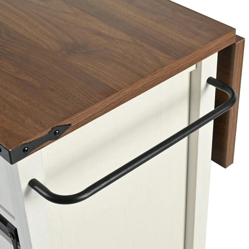 Farmhouse Kitchen Island Cart with Wheels, Power Outlet