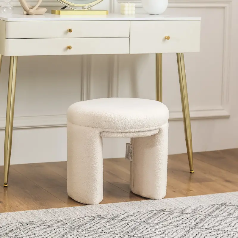 Adeco Ottoman Small Teddy Low Foot Stool Vanity Stool