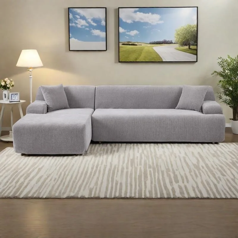 111 Polyester L-Shape Modular Sectional Sofa with High-Density Foam, 27 Deep Seat and Anti-Wrinkle Chenille Fabric