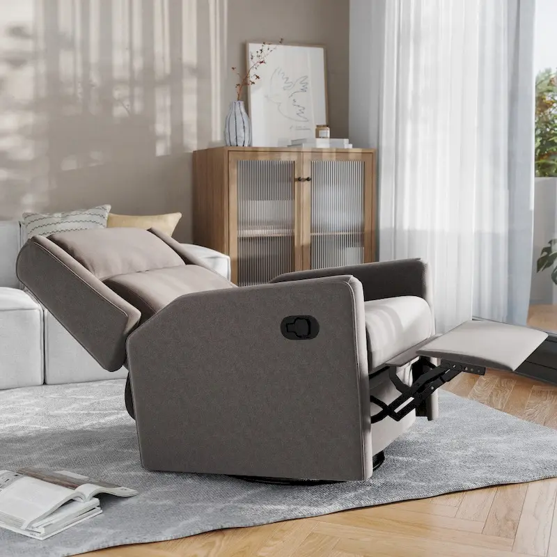 Manual Rocking Recliner Chair with Swivel and Gliding Motion