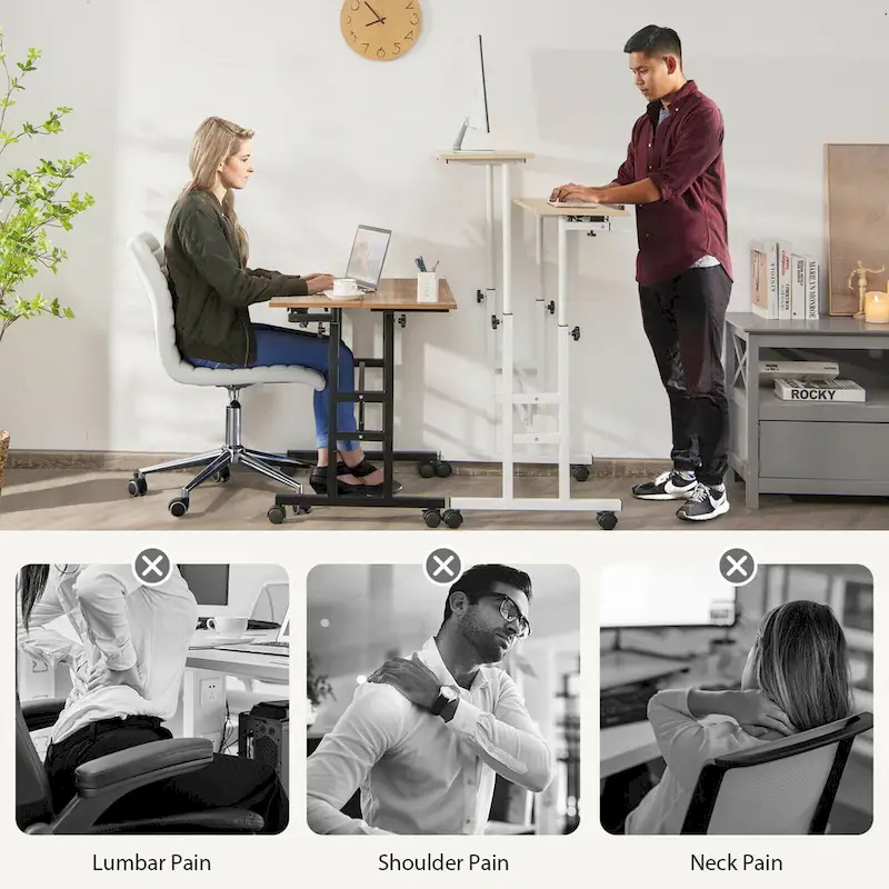 Gymax Mobile Stand up Desk Adjustable Computer Desk Tilting