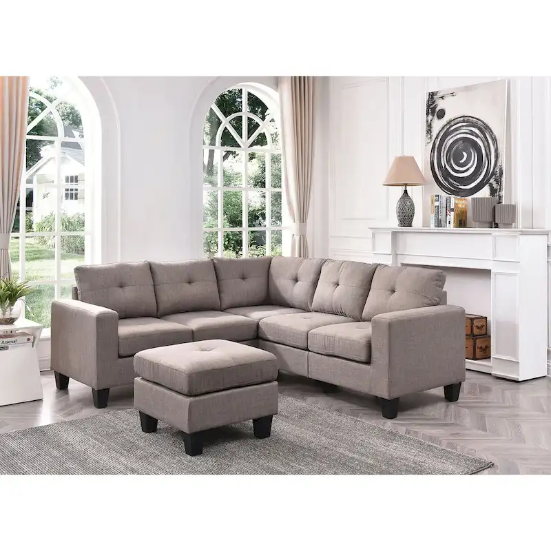 Newbury 82 in. W 2-piece Polyester Twill L Shape Sectional Sofa - 32L x 82W x 35H