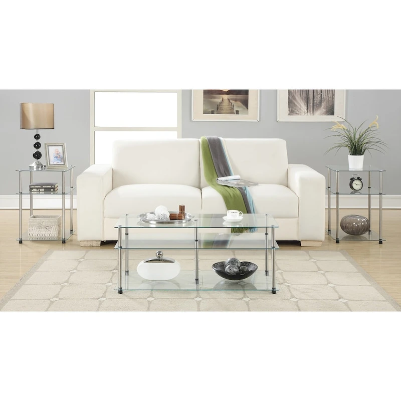 Convenience Concepts Designs2Go Classic Glass 3 Tier End Table