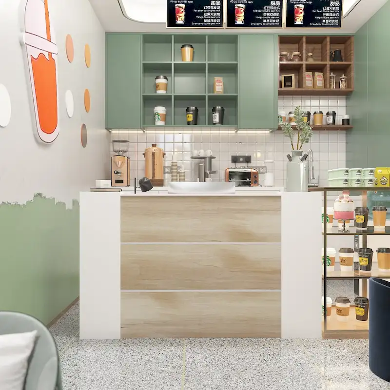 Reception Desk Large Front Counter Table w/ Adjustable Shelf by