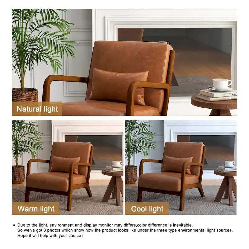 Mid-Century Modern Upholstered Accent Chair with Wood Frame