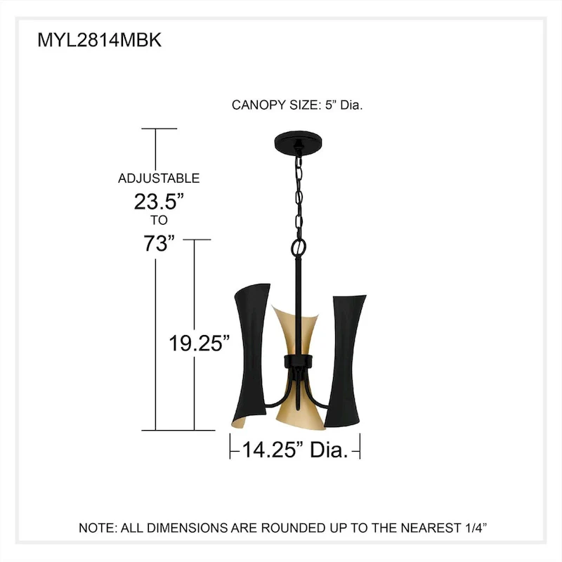 Myla 3-Light Matte Black Pendant Light