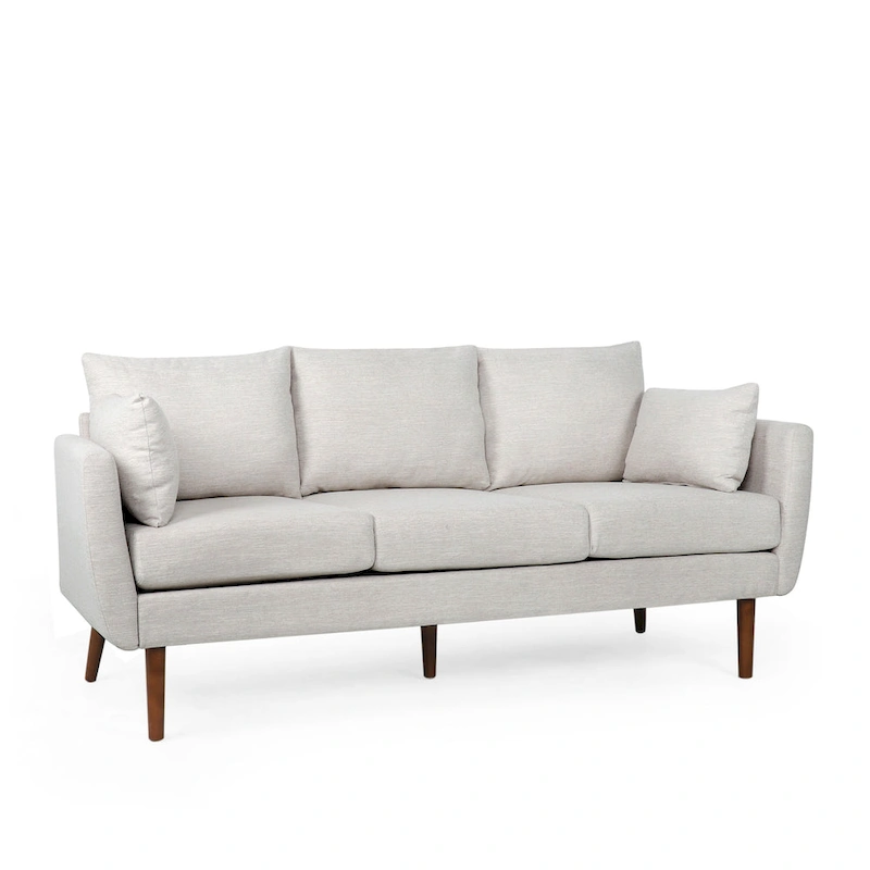 Modern 76.5 3-Seater Sofa with Birchwood Legs and Pillows