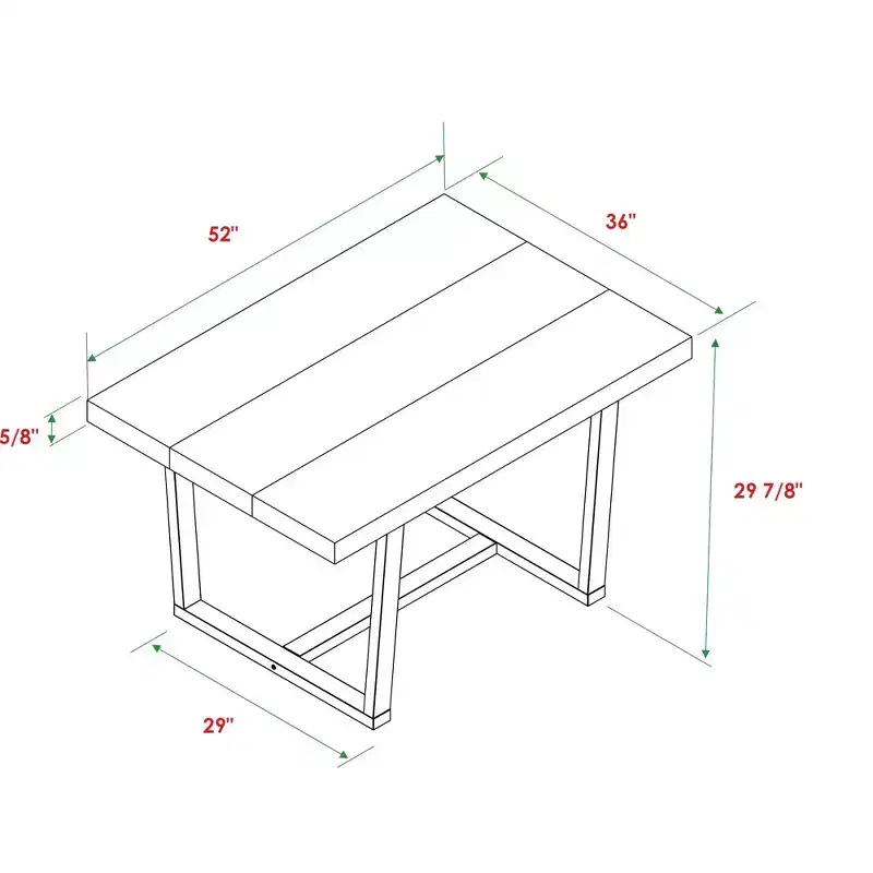 Okak 72/52Inch Rectangle Dining Table with Distressed Solid Wood Top and Metal Open Frame for Dining Room