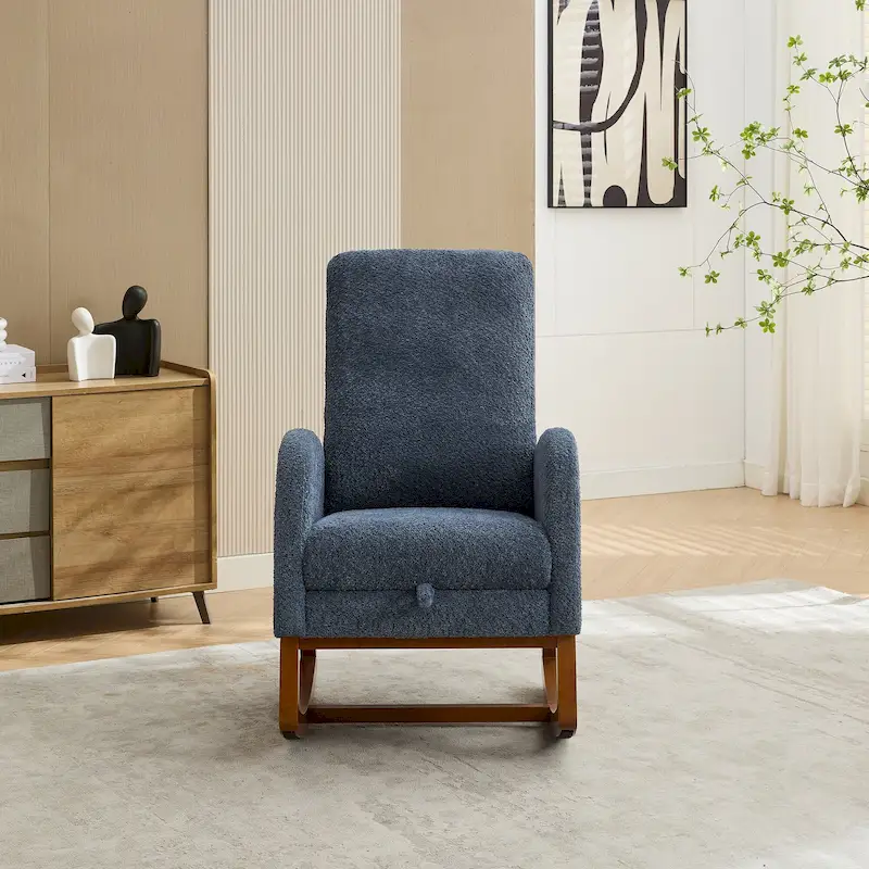 Living Room Rocking Accent Chair with Retractable Footrest
