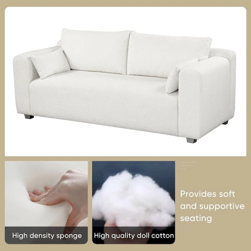 Modern Loop Yarn Fabric Sofa with Extra Wide Domed Arms
