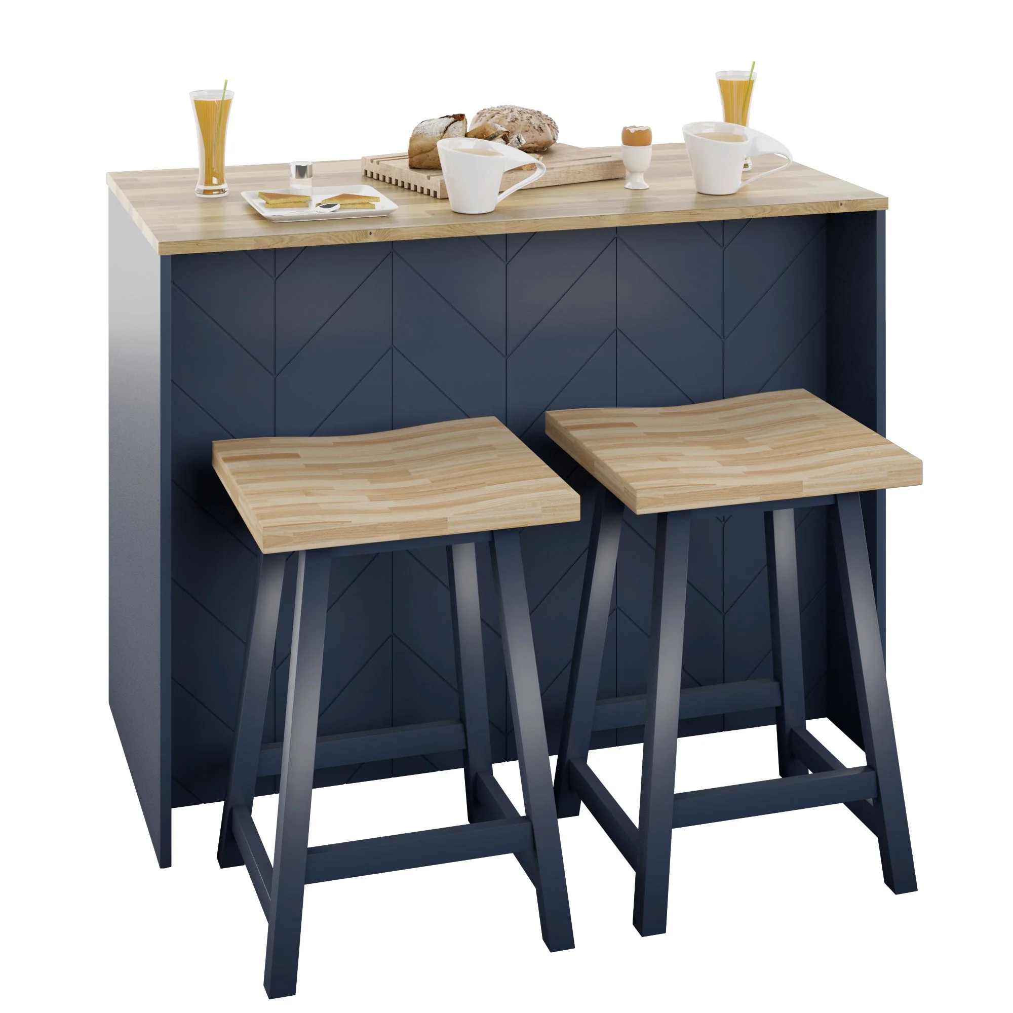Classic Modern Kitchen Island with Butcher Block Top