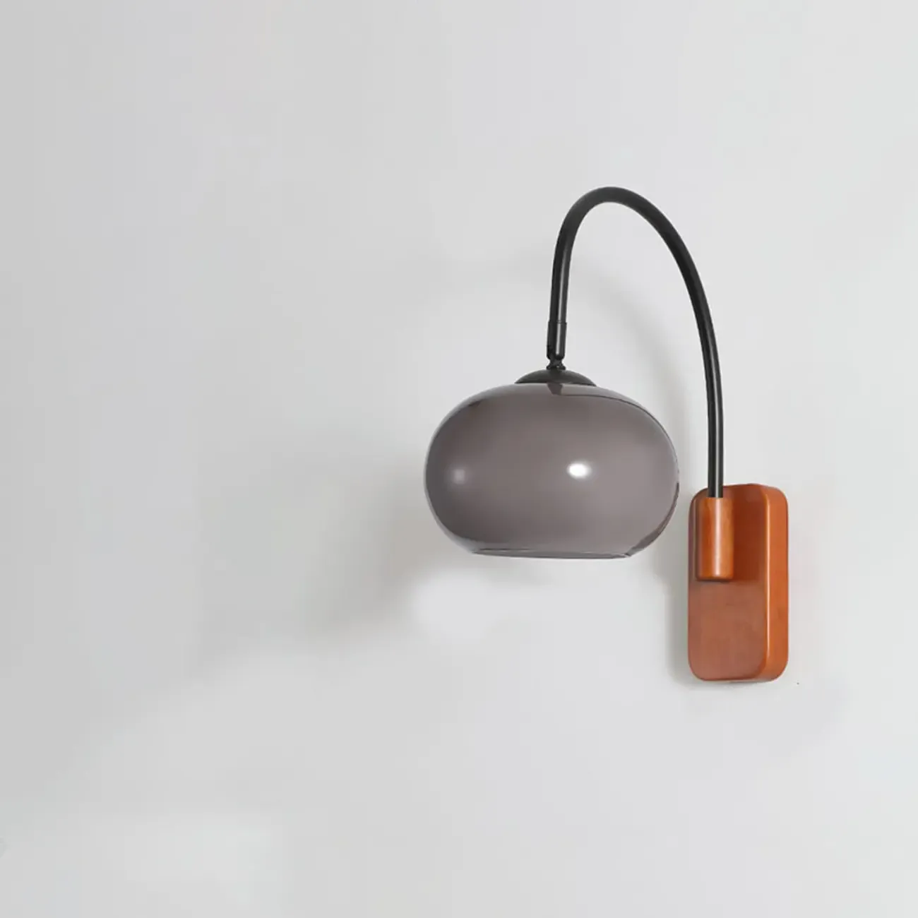 Modern Smoke Grey Wall Sconce with Glass Shade & LED