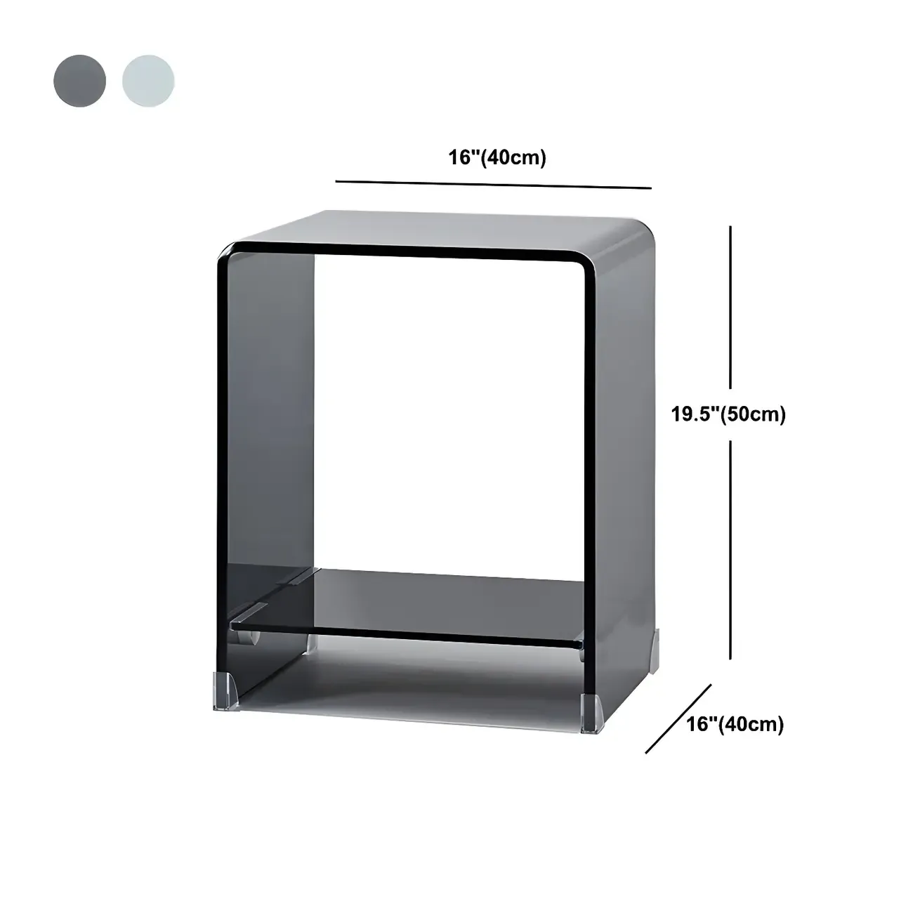 Stylish Clear Glass Nightstand with Open Shelf