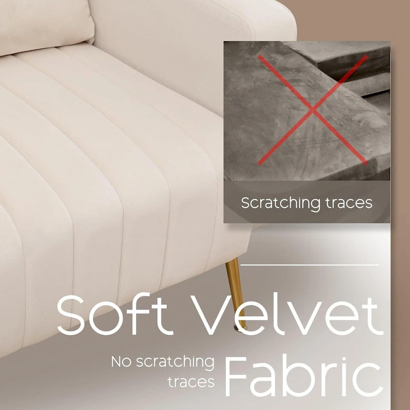 HOMYKA Accent Chair Upholstered Velvet Wingback Armchair with Pillows