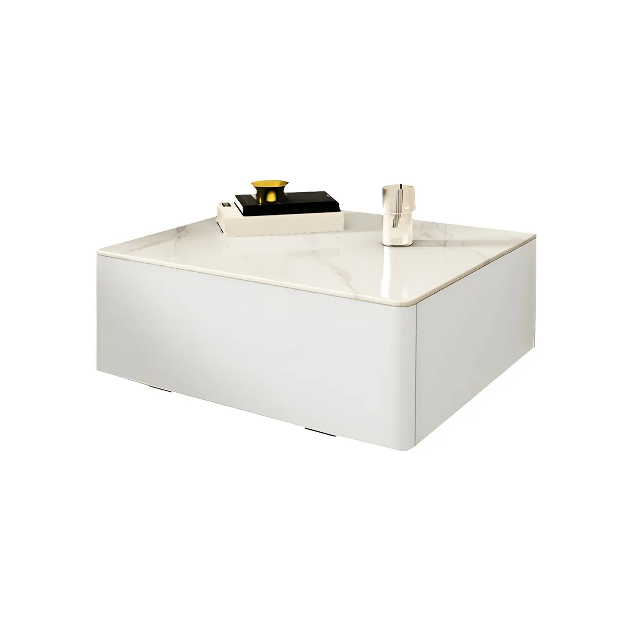 Modern Floating Stone Top Nightstand with Drawer