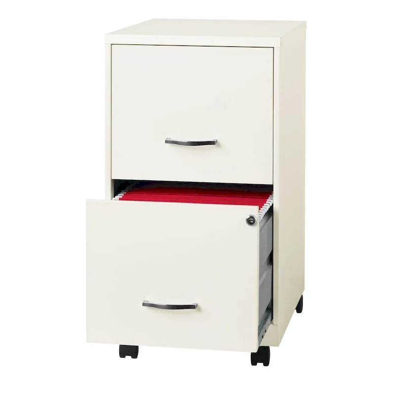 Space Solutions 18  2 Drawer Mobile Vertical File Cabinet, Pearl White