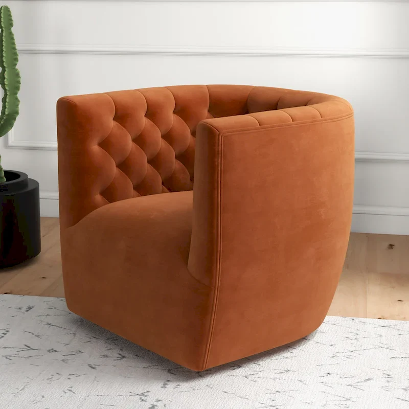 Mid-Century Modern Furniture Comfy Velvet Swivel Accent Chair